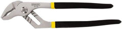Stanley - 12-5/8" OAL, 2-1/4" Max Capacity, 1-3/8" Jaw Length, 7 Position Groove Joint Tongue & Groove Pliers - Serrated Curved Jaws, Curved Head, Dual Dipped Handles - Exact Tool & Supply