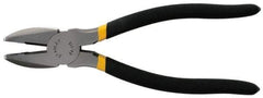 Stanley - 8-3/4" OAL, 1-15/32" Jaw Length, Side Cutting Linesman's Pliers - Serrated Jaw, Round Nose Head, Dual Dipped Handles - Exact Tool & Supply
