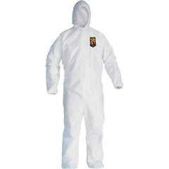 KleenGuard - Size 3XL Film Laminate General Purpose Coveralls - White, Zipper Closure, Elastic Cuffs, Elastic Ankles, Serged Seams - Exact Tool & Supply