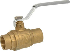 Value Collection - 3/4" Pipe, Full Port, Brass Standard Ball Valve - Inline - One Way Flow, Soldered x Soldered Ends, Lever Handle, 500 WOG - Exact Tool & Supply