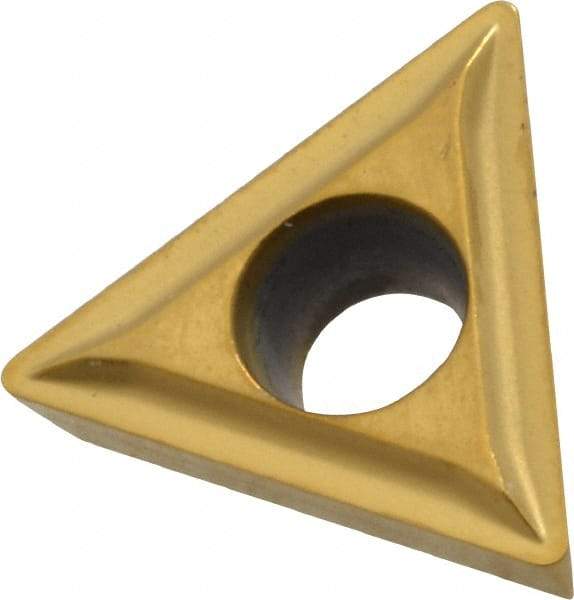 Kennametal - TPMT21.51 LF Grade KC730 Carbide Turning Insert - TiN Finish, 60° Triangle, 1/4" Inscr Circle, 3/32" Thick, 1/64" Corner Radius - Exact Tool & Supply