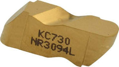 Kennametal - 3094NR Grade KC730, 4.78mm Cutting Width Carbide Grooving Insert - 3.81mm Max Depth of Cut, Left Hand, 2.39mm Corner Radius, TiN Finish - Exact Tool & Supply