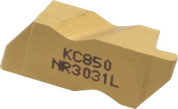 Kennametal - 3031NR Grade KC850, 1.58mm Cutting Width Carbide Grooving Insert - 2.39mm Max Depth of Cut, Left Hand, 0.79mm Corner Radius, TiC/TiCN/TiN Finish - Exact Tool & Supply