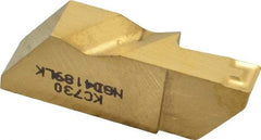Kennametal - 4189NGD K Grade KC730, 4.8mm Cutting Width Carbide Grooving Insert - 9.53mm Max Depth of Cut, Left Hand, 0.57mm Corner Radius, TiN Finish - Exact Tool & Supply