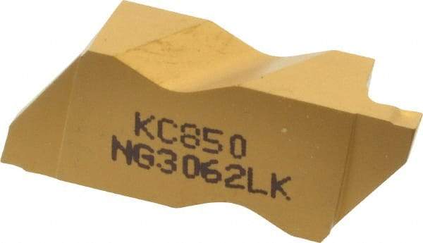 Kennametal - 3062NG K Grade KC850, 1.58mm Cutting Width Carbide Grooving Insert - 2.39mm Max Depth of Cut, Left Hand, 0.19mm Corner Radius, TiC/TiCN/TiN Finish - Exact Tool & Supply