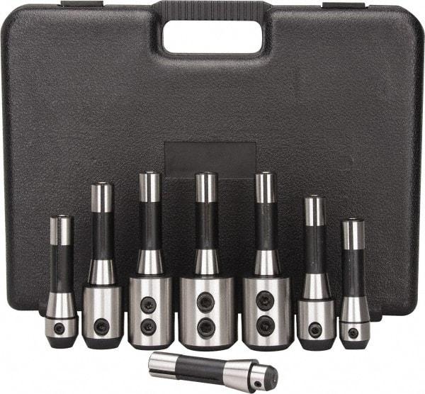 Interstate - Interstate - R8 Taper, 3/16 to 1-1/4 Inch Hole Diameter End Mill Holder Set - 8 Holders - Exact Tool & Supply