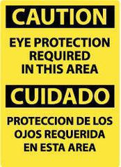 NMC - "Caution - Eye Protection Required in This Area", 14" Long x 10" Wide, Pressure-Sensitive Vinyl Safety Sign - Rectangle, 0.004" Thick, Use for Accident Prevention - Exact Tool & Supply