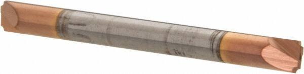 Accupro - 0.015" Radius, 1/8" Mill Diam, 2 Flute Solid Carbide Corner Rounding End Mill - Double End, TiCN Finish, 1-1/2" OAL, 1/8" Shank Diam - Exact Tool & Supply