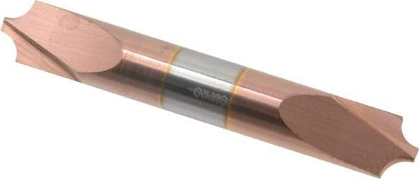 Accupro - 0.14" Radius, 3/8" Mill Diam, 2 Flute Solid Carbide Corner Rounding End Mill - Double End, TiCN Finish, 2-1/2" OAL, 3/8" Shank Diam - Exact Tool & Supply