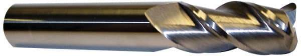 Accupro - 5/32", 1/2" LOC, 3/16" Shank Diam, 2" OAL, 3 Flute, Solid Carbide Square End Mill - Single End, nACRo Finish, Spiral Flute, 40° Helix, Centercutting, Right Hand Cut, Right Hand Flute - Exact Tool & Supply