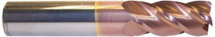 Accupro - 3/8" Diam 4 Flute Solid Carbide 0.045" Corner Radius End Mill - Exact Tool & Supply