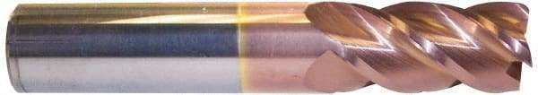 Accupro - 3/8", 4 Flute, Single End, Solid Carbide, 1/8" Corner Radius End Mill - 6" OAL, 40° Helix, Right Hand Flute, 1-1/2" LOC, Right Hand Cut - Exact Tool & Supply