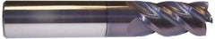 Accupro - 1", 4 Flute, Single End, Solid Carbide, 0.01" Corner Radius End Mill - 5" OAL, 40° Helix, Right Hand Flute, 2-1/4" LOC, Right Hand Cut - Exact Tool & Supply