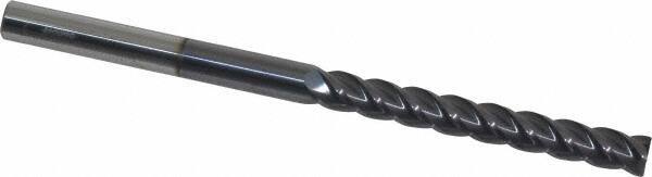 Accupro - 3/8", 4 Flute, Single End, Solid Carbide, 0.01" Corner Radius End Mill - 6" OAL, 40° Helix, Right Hand Flute, 3" LOC, Right Hand Cut - Exact Tool & Supply