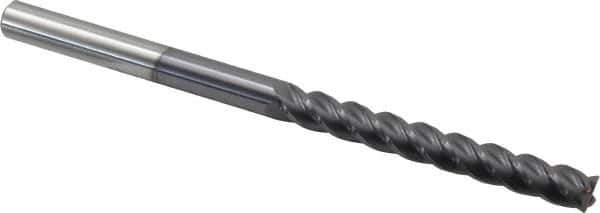 Accupro - 3/8", 4 Flute, Single End, Solid Carbide, 0.02" Corner Radius End Mill - 6" OAL, 40° Helix, Right Hand Flute, 3" LOC, Right Hand Cut - Exact Tool & Supply
