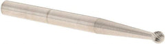M.A. Ford - 3/32" Cut Diam, 1/8" Shank Diam, Ball Head Double Cut Burr - Carbide, Radius End, 5/64" LOC, 1-1/2" OAL - Exact Tool & Supply