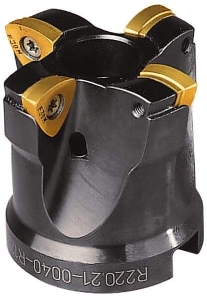 Seco - 1-1/4" Cut Diam, 0.08" Max Depth, 1-1/4" Shank Diam, Cylindrical Shank Indexable High-Feed End Mill - Screw Holding Method, 218.19-160 Insert, R217.21 Toolholder, Through Coolant - Exact Tool & Supply