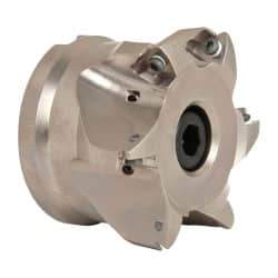 Seco - 6 Inserts, 2.28" Cutter Diam, 0.1" Max Depth of Cut, Indexable High-Feed Face Mill - 1" Arbor Hole Diam, 0.38" Keyway Width, 2" High, R220.21 Toolholder, 218.19-160.. Inserts, Series R220.21 - Exact Tool & Supply