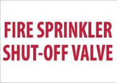 NMC - Fire Sprinkler Shut-Off Valve, Pressure Sensitive Vinyl Fire Sign - 14" Wide x 10" High, Glow-in-the-Dark - Exact Tool & Supply