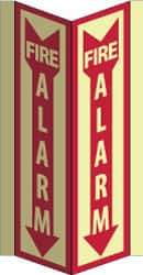 NMC - Fire Alarm, Acrylic Fire Sign - 8-3/4" Wide x 16" High, Glow-in-the-Dark - Exact Tool & Supply