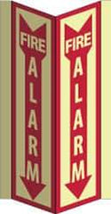 NMC - Fire Alarm, Acrylic Fire Sign - 8-3/4" Wide x 16" High, Glow-in-the-Dark - Exact Tool & Supply