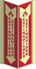 NMC - Extinguisher, Acrylic Fire Sign - 8-3/4" Wide x 16" High, English/Spanish, Glow-in-the-Dark - Exact Tool & Supply