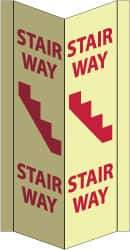 NMC - Stairway - Stairway, Acrylic Exit Sign - 8-3/4" Wide x 16" High, Glow-in-the-Dark - Exact Tool & Supply