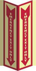 NMC - Emergency Exit Only, Acrylic Exit Sign - 8-3/4" Wide x 16" High, Glow-in-the-Dark - Exact Tool & Supply