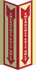 NMC - Emergency Exit Only, Acrylic Exit Sign - 8-3/4" Wide x 16" High, Glow-in-the-Dark - Exact Tool & Supply