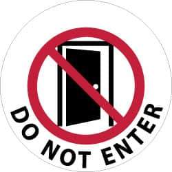 NMC - Do Not Enter, Anti-Skid Pressure-Sensitive Vinyl Floor Sign - Round, Black & Red on White, Adhesive Backed, For Security & Admittance - Exact Tool & Supply