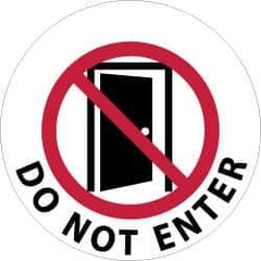 NMC - Do Not Enter, Anti-Skid Pressure-Sensitive Vinyl Floor Sign - Round, Black & Red on White, Adhesive Backed, For Security & Admittance - Exact Tool & Supply