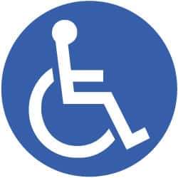 NMC - Anti-Skid Pressure-Sensitive Vinyl Floor Sign - Round, White on Blue, Adhesive Backed, For Restroom, Janitorial & Housekeeping - Exact Tool & Supply