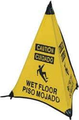 NMC - Caution - Wet Floor, 31" High, Plastic Floor Sign - English/Spanish, POP-UP, Black on Yellow, For Restroom, Janitorial & Housekeeping - Exact Tool & Supply