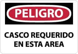 NMC - "Peligro - Casco Requerido en Esta Area", 10" Long x 14" Wide, Aluminum Safety Sign - Rectangle, 0.04" Thick, Use for Accident Prevention - Exact Tool & Supply