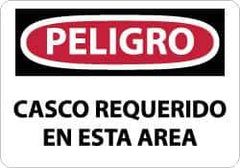 NMC - "Peligro - Casco Requerido en Esta Area", 10" Long x 14" Wide, Aluminum Safety Sign - Rectangle, 0.04" Thick, Use for Accident Prevention - Exact Tool & Supply