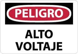 NMC - "Peligro - Alto Voltaje", 10" Long x 14" Wide, Aluminum Safety Sign - Rectangle, 0.04" Thick, Use for Workplace/Safety - Exact Tool & Supply
