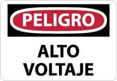 NMC - "Peligro - Alto Voltaje", 10" Long x 14" Wide, Aluminum Safety Sign - Rectangle, 0.04" Thick, Use for Workplace/Safety - Exact Tool & Supply