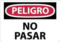NMC - "Peligro - No Pasar", 10" Long x 14" Wide, Aluminum Safety Sign - Rectangle, 0.04" Thick, Use for Security & Admittance - Exact Tool & Supply