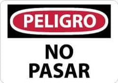 NMC - "Peligro - No Pasar", 10" Long x 14" Wide, Aluminum Safety Sign - Rectangle, 0.04" Thick, Use for Security & Admittance - Exact Tool & Supply