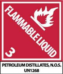NMC - Flammable Liquid - 3 - Petroleum Distillates, N.O.S. - UN1268 Shipping Label - 4-3/4" High x 4" Wide - Exact Tool & Supply