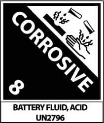 NMC - Corrosive 8 Battery Fluid, Acid Un2796 Shipping Label - 4-3/4" High x 4" Wide - Exact Tool & Supply
