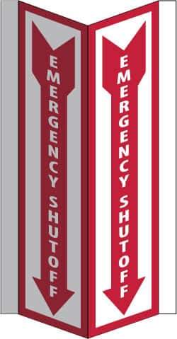 NMC - "Emergency Shut-Off", 16" Long x 8-3/4" Wide, Rigid Plastic Safety Sign - Rectangle, 0.125" Thick, Use for Accident Prevention - Exact Tool & Supply