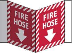 NMC - Fire Hose, Acrylic Fire Sign - 8-3/4" Wide x 5-3/4" High - Exact Tool & Supply