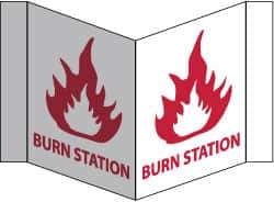 NMC - "Burn Station", 8" Long x 14-1/2" Wide, Rigid Plastic Safety Sign - Rectangle, 0.125" Thick, Use for First Aid - Exact Tool & Supply