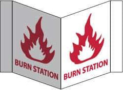 NMC - "Burn Station", 8" Long x 14-1/2" Wide, Rigid Plastic Safety Sign - Rectangle, 0.125" Thick, Use for First Aid - Exact Tool & Supply