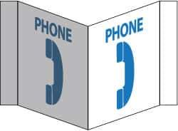 NMC - "Phone", 8" Long x 14-1/2" Wide, Rigid Plastic Safety Sign - Rectangle, 0.125" Thick, Use for Security & Admittance - Exact Tool & Supply