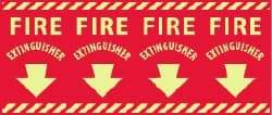 NMC - Fire Extinguisher, Pressure Sensitive Vinyl Fire Sign - 24" Wide x 12" High, Glow-in-the-Dark - Exact Tool & Supply