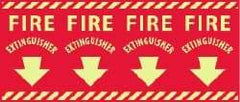 NMC - Fire Extinguisher, Pressure Sensitive Vinyl Fire Sign - 24" Wide x 12" High, Glow-in-the-Dark - Exact Tool & Supply