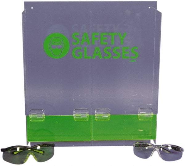 NMC - 40 Pair Cabinet with Individual Compartments, Acrylic Safety Glasses Dispenser - 15-3/4 Inch Wide x 16 Inch High x 4 Inch Deep, Table and Wall Mount - Exact Tool & Supply