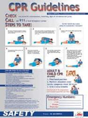 NMC - 18" Wide x 24" High Laminated Paper CPR Information Poster - English - Exact Tool & Supply